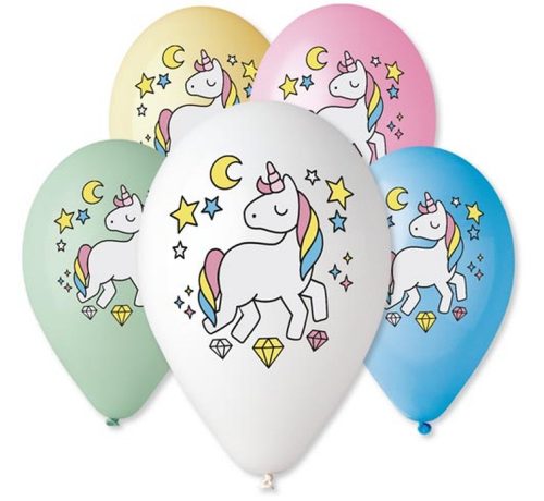 5 x ballons 30cm "Licorne - nuit magique" / eenhorn