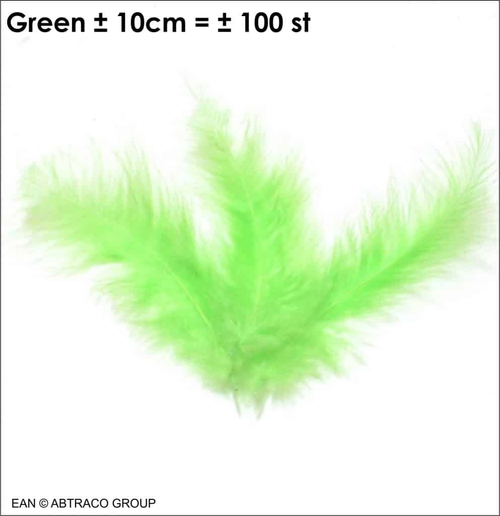 Plumes Vert pomme ± 100 pcs / ± 10cm   Feather Veertjes
