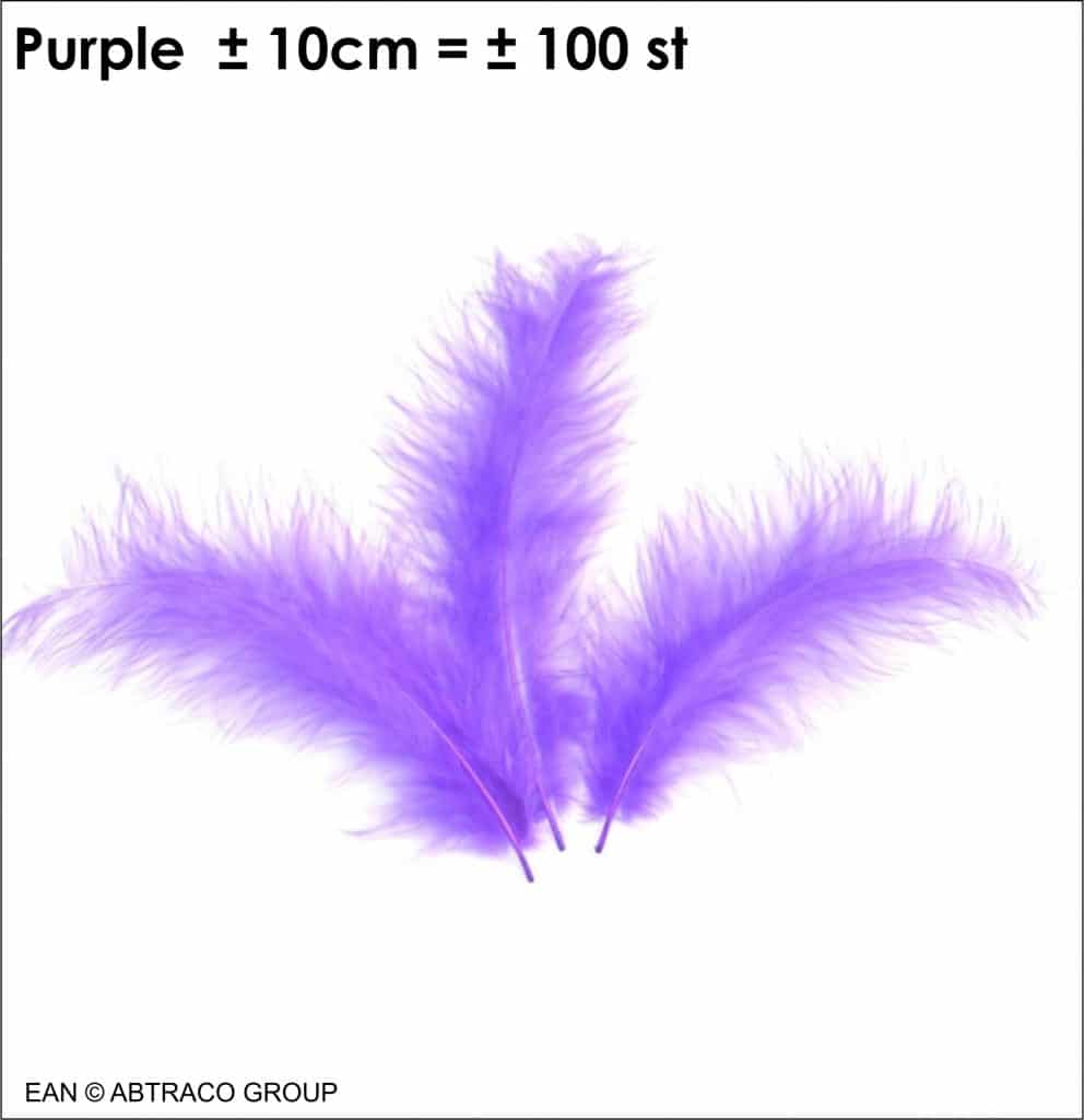 Plumes de couleur : mauve ± 100 pcs / ± 10cm / Veertjes paars / purple