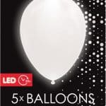 5 ballons blanc latex + led  26cm