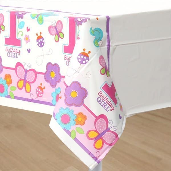 Nappe anniversaire "1 an" rose / fille