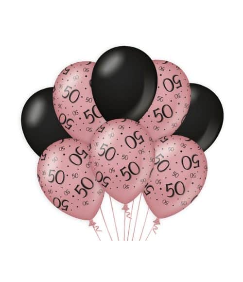 Ballons 50 ans rosé noir 8 pièces marque paper drean