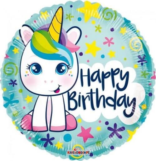 Ballon licorne   45cm happy birthday