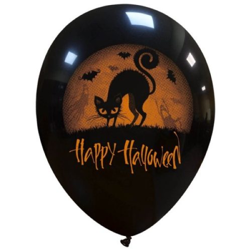6 x Chat happy Halloween ballon 30cm 12" Horror Cat Kat