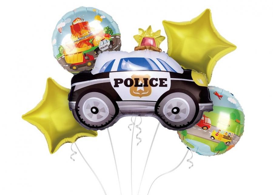 Police Ballons aluminium - Set  5 pcs
