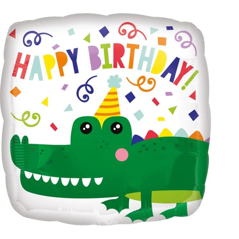 Ballon aluminium Happy Birthday Crocodile - 43 cm