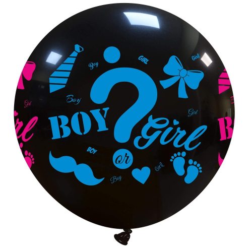 Ballon Géant Noir "Boy ? Girl" (Garçon Ou Fille) Gender reveal