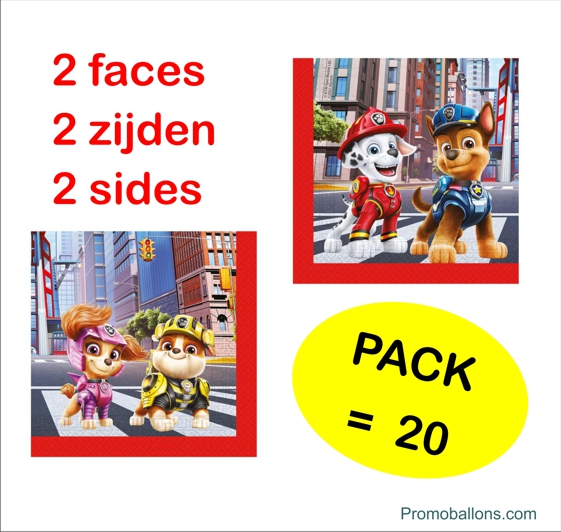 Serviettes Pat Patrouille / Paw Patrol - 2 faces (20 pcs)