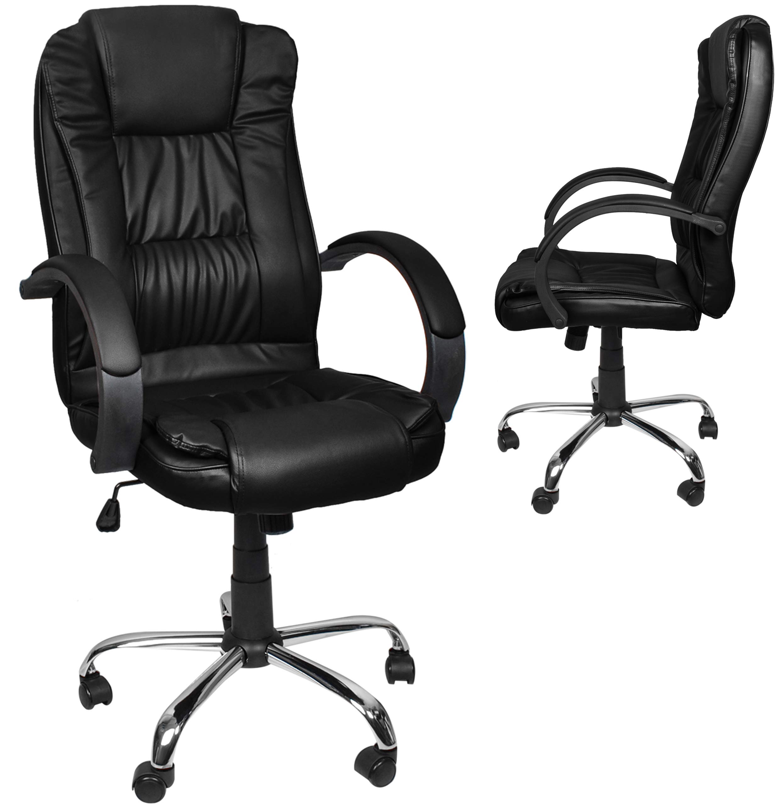 Chaise de bureau confortable - pivotante - ergonomique avec housse en cuir synthétique - Noir - 8983 MALATEC