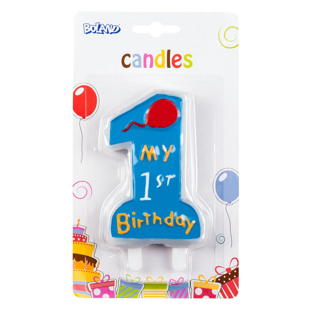 Bougie d'anniversaire My 1st Birthday, chiffre 1,  bleu,