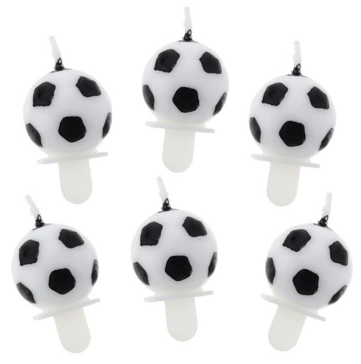 Bougies ballon de football, avec supports 6 pièces