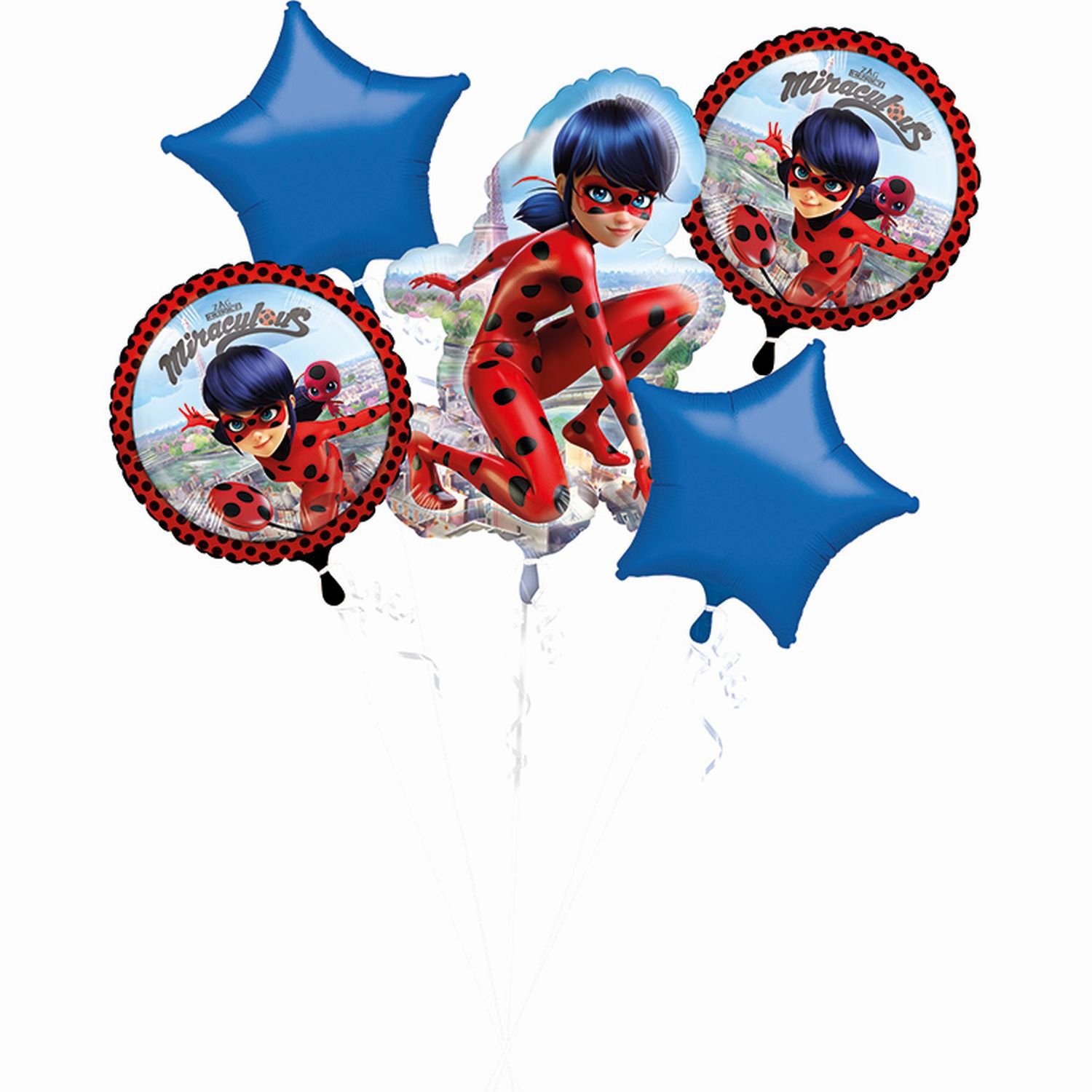 5 ballons aluminium Miraculous Ladybug folie-ballonnen