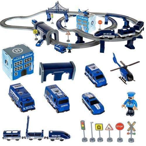 Circuit Electrique Train + Police Trein- Race Track - 92 pièces