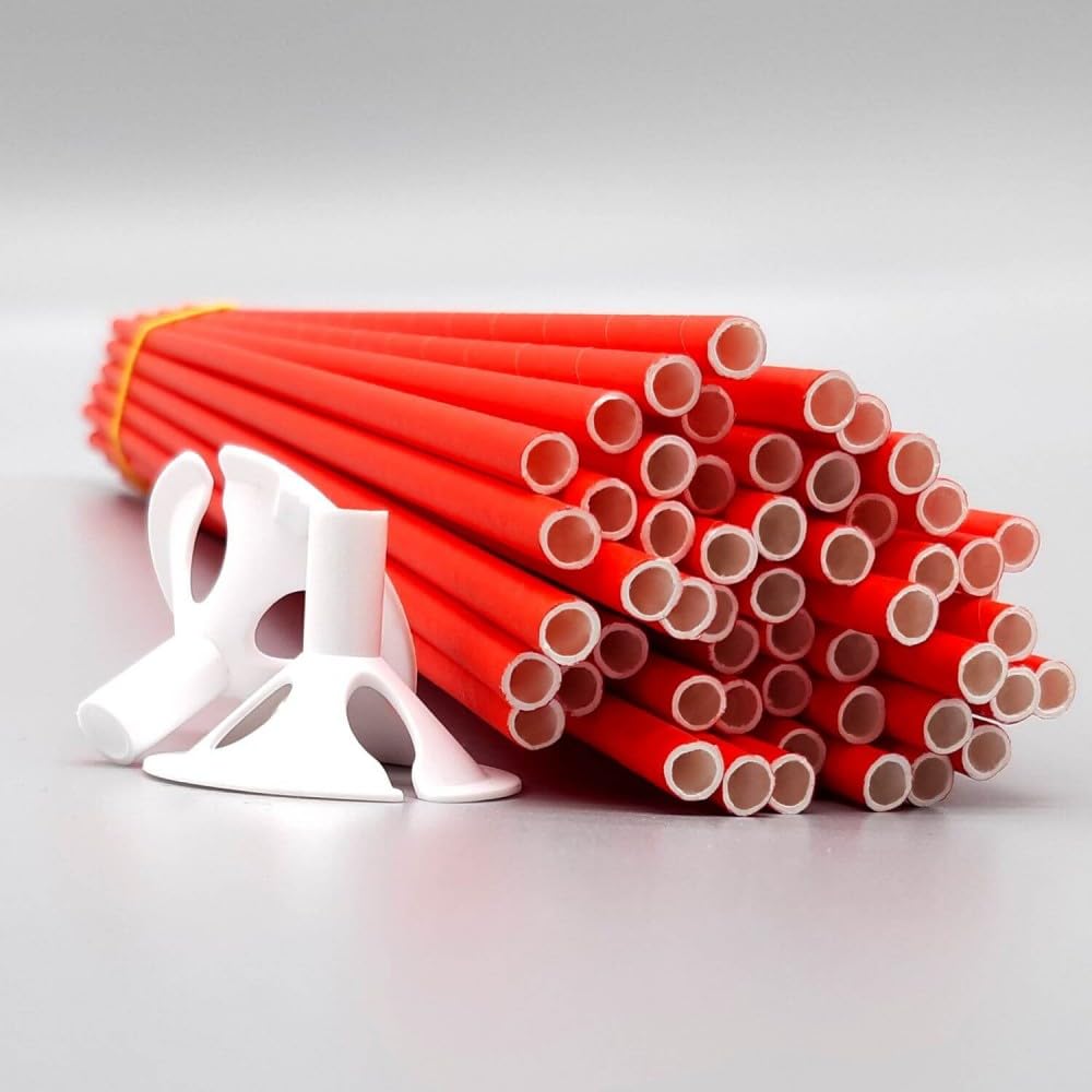 bâtonnets (tiges) rouges en carton pour Ballons x 100 pièces (37cm)