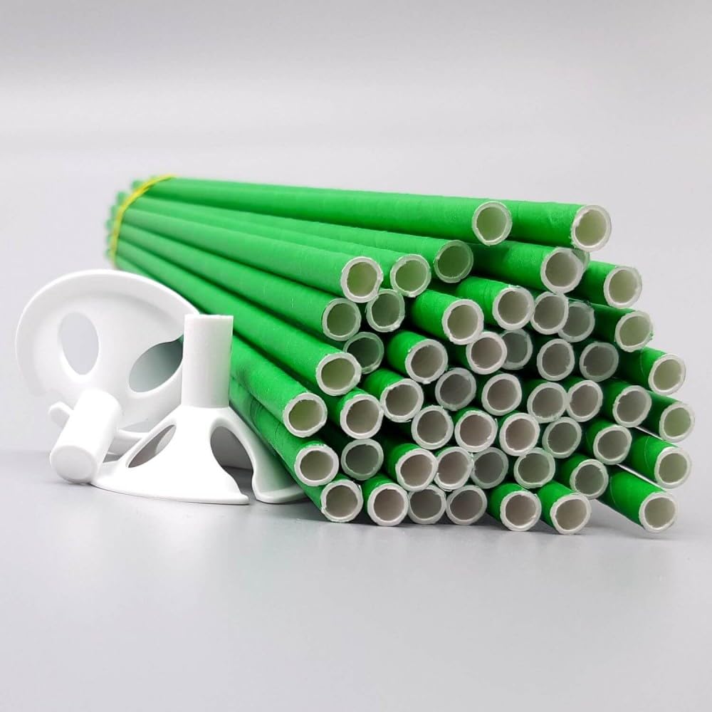 bâtons (tiges) VERTS en carton pour Ballons x 100 pièces (37cm) - GROENE kartonnen stokjes