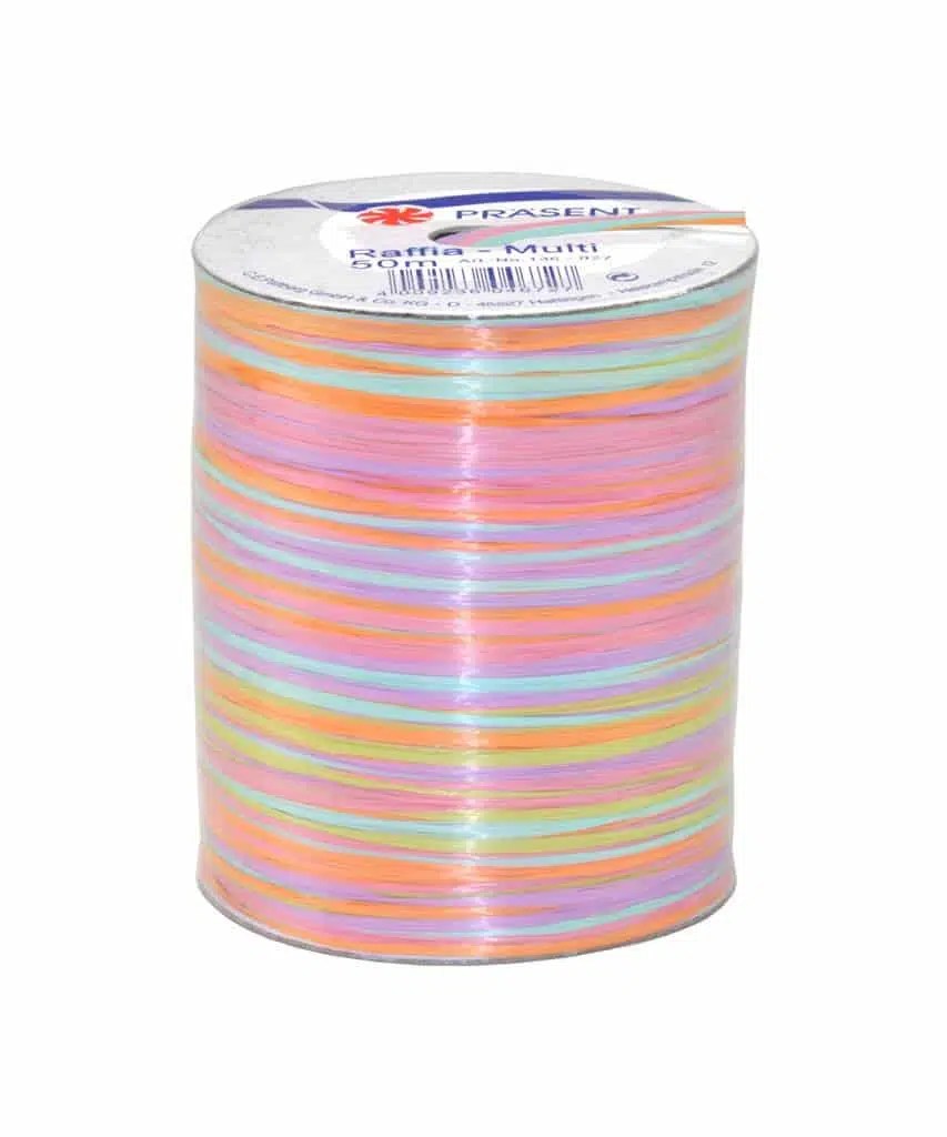 Raphia Multi couleurs / bolduc de 50mx3mm / Lint