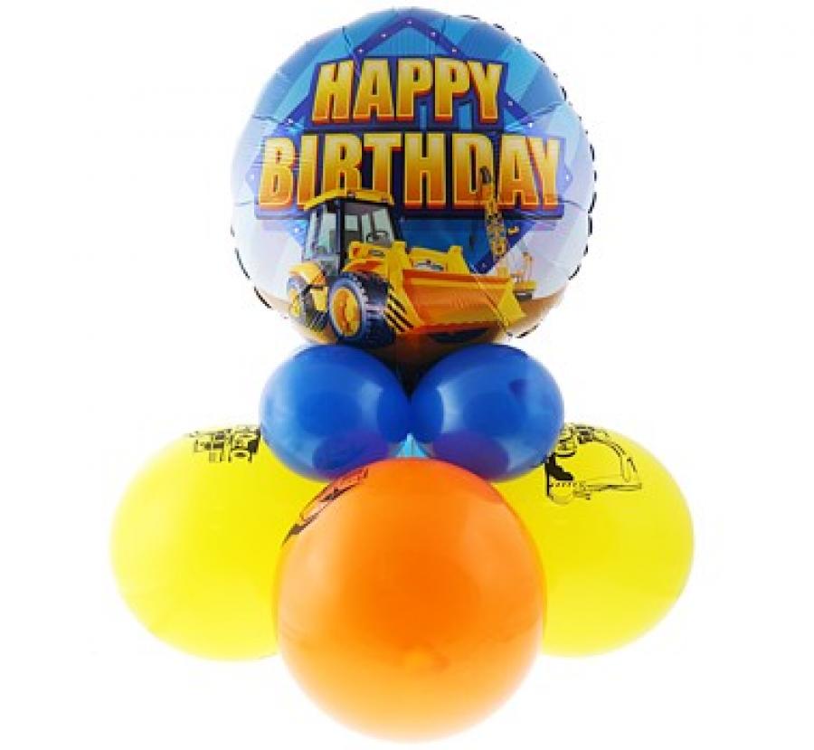 Ballons pelleteuse construction "happy birthday"