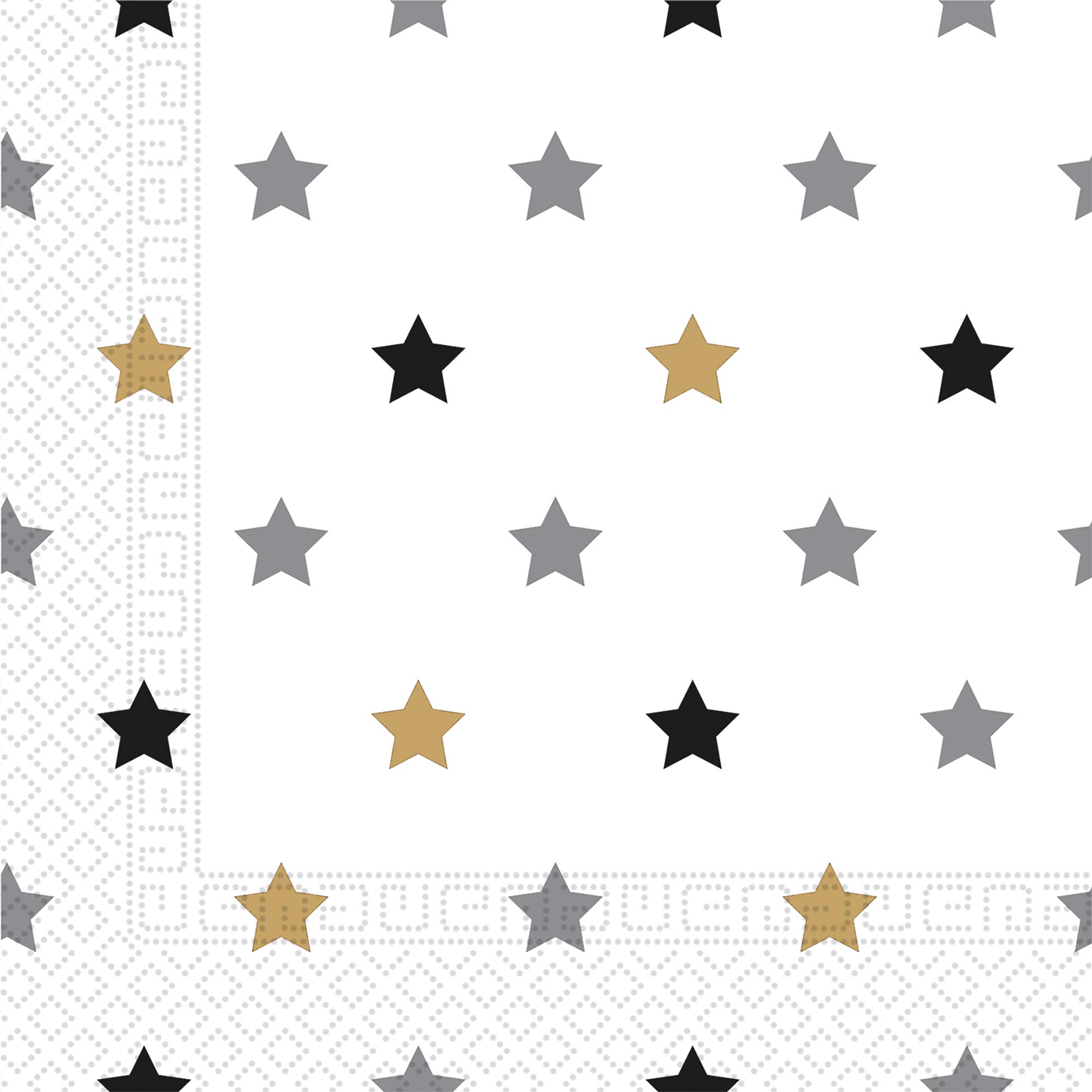 20 serviettes Motif étoiles Anniversaire / Nouvel An 34 x 34 cm / Servetten