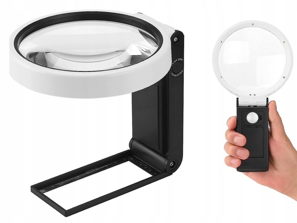 Loupe pliante, 10x 25x, à 6 leds + 2 led UV