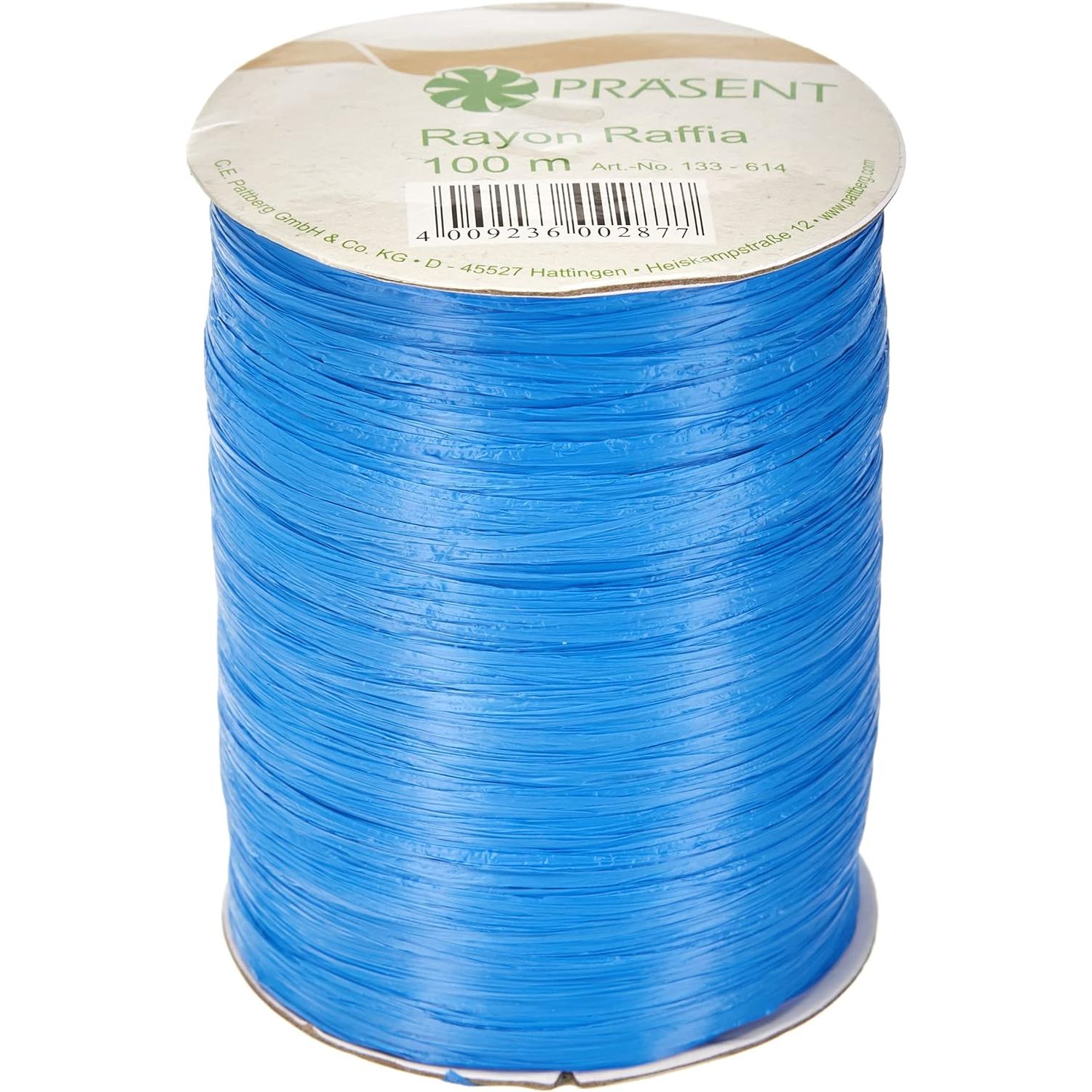 Bobine bolduc biodégradable, aspect Raphia, Bleu Royal ,100 m/5mm