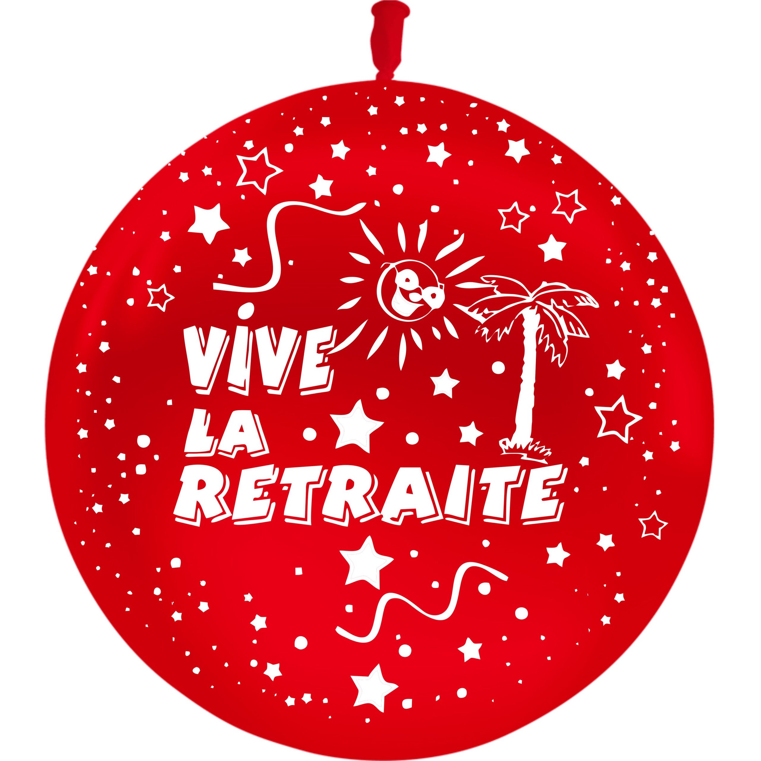 Ballon GEANT "Vive la retraite" rouge à suspendre 90cm