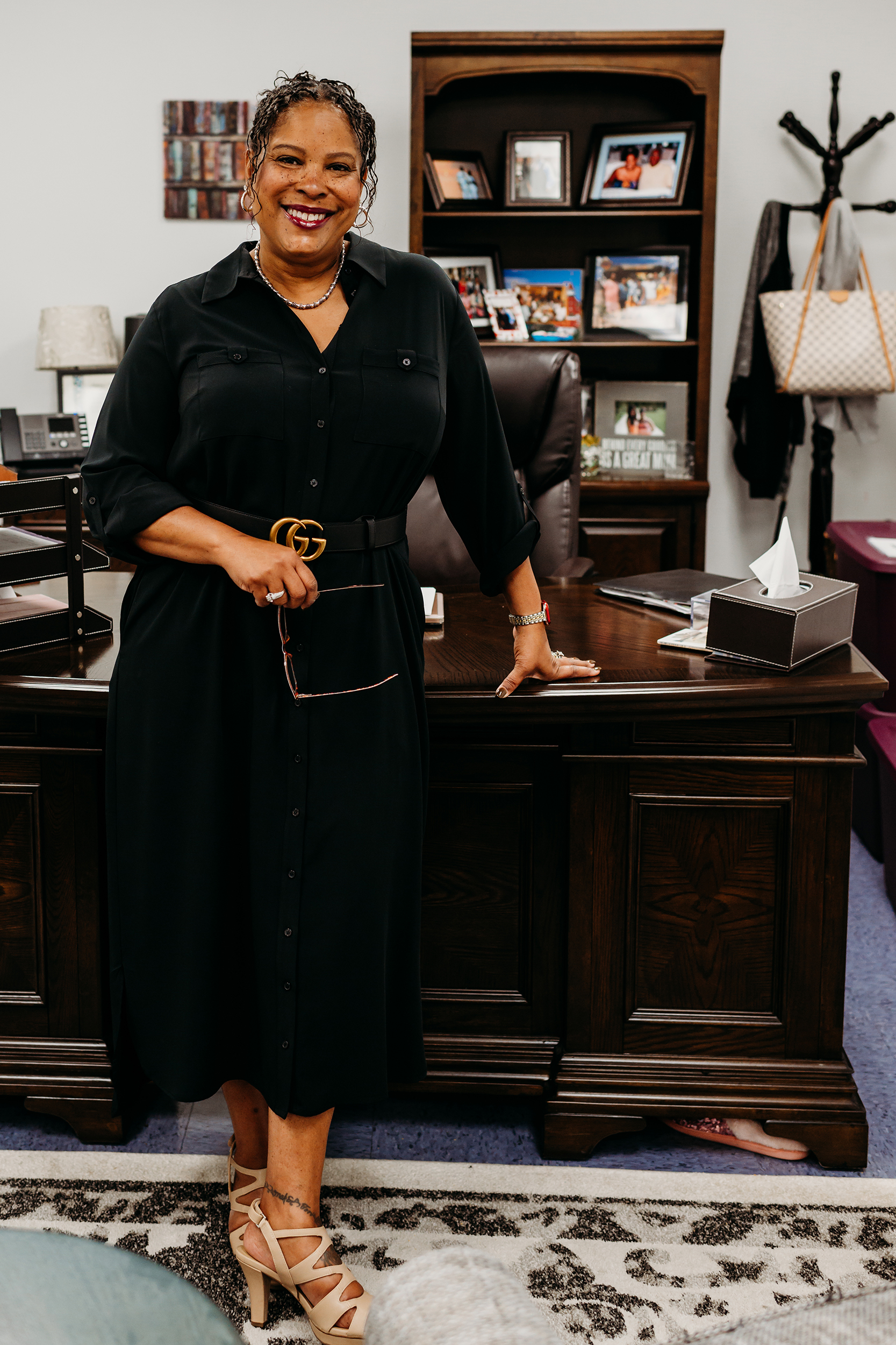 Trina Mims, who runs Good Beginnings child care center in Maple Heights, in her office.