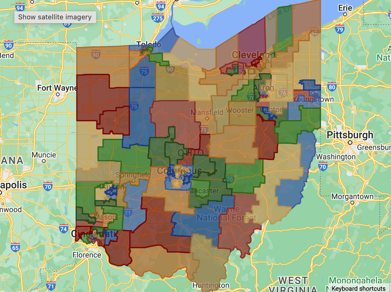 A map of Ohio House districts.