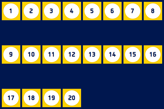 Rows of flex items are displayed with equal spacing between them, first and last rows are aligned to the edges of the flex container.
