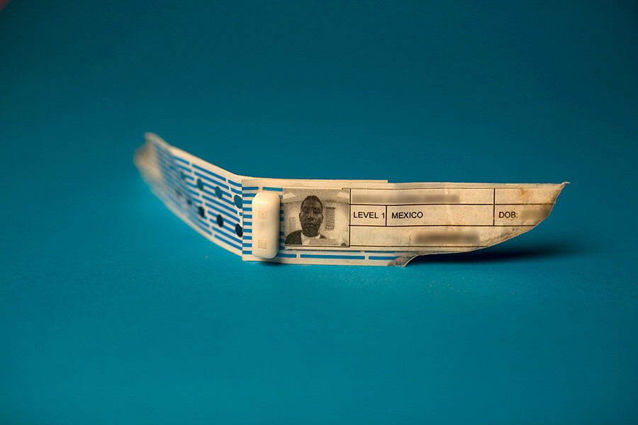 Susan Harbage Page, Archive photo, Detention Center bracelet, 2010. 