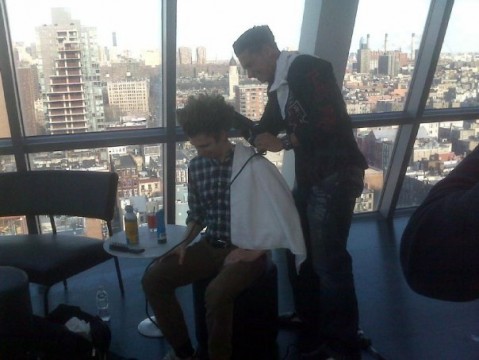 Michael Cera gets his hair done by the Jersey Shore's Paul DelVecchio