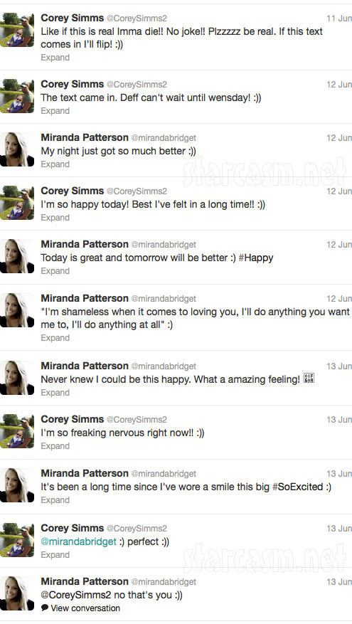 Corey Simms and Miranda Patterson tweet about their first date on Twitter