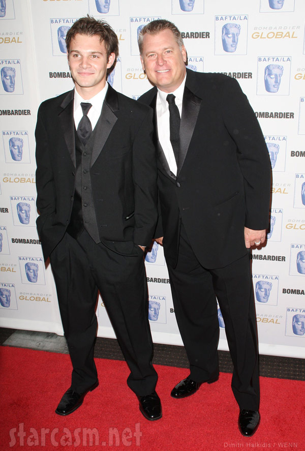 Joe Simpson and a young male guest at the BAFTA/LA Britannia Awards in 2008