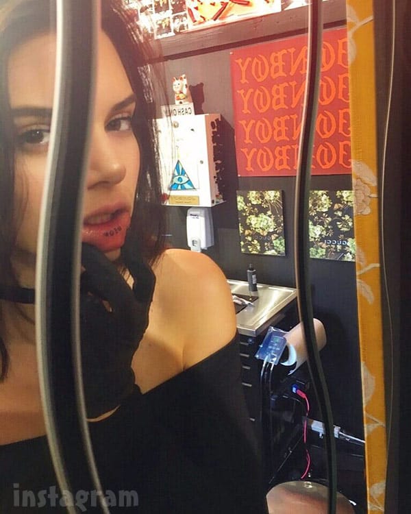 Kendall Jenner lip tattoo meow