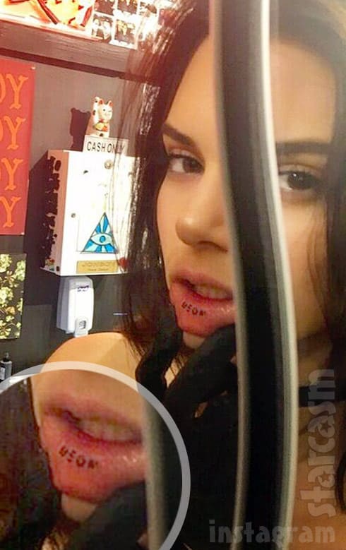 Kendall Jenner meow lip tattoo by JonBoy