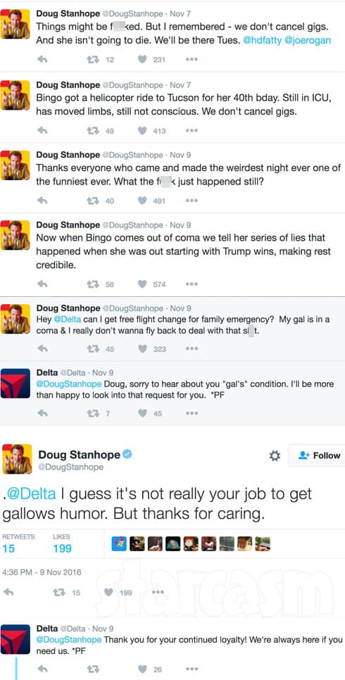 Doug Stanhope Bingo coma tweets