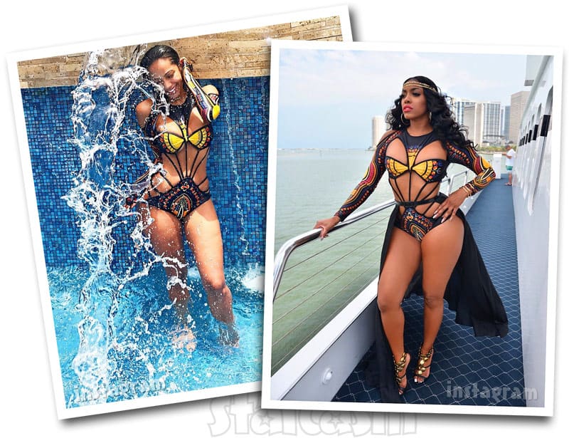 Erica Mena Porsha Williams wearing the same Bfyne swimsuit