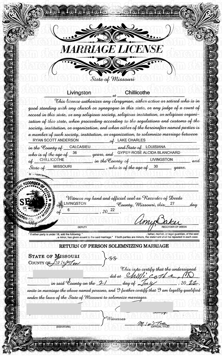 Gypsy Rose Blanchard marriage license