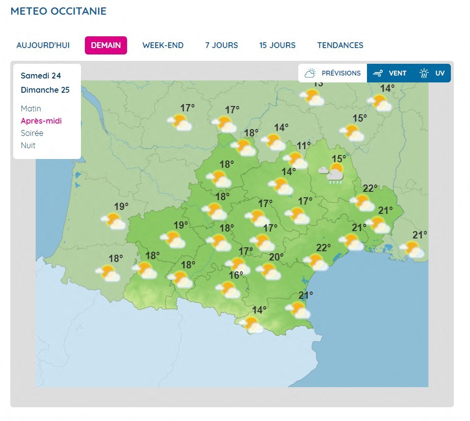 La météo à Toulouse et en Occitanie, dimanche 25 septembre 2022.