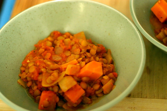 stewed lentils and tomatoes