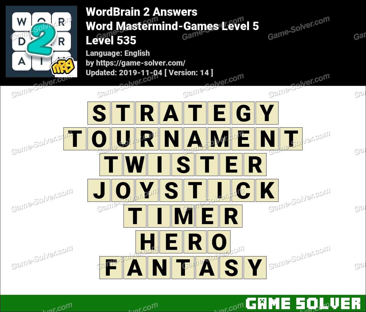 WordBrain 2 Word Mastermind-Games Level 5 Answers