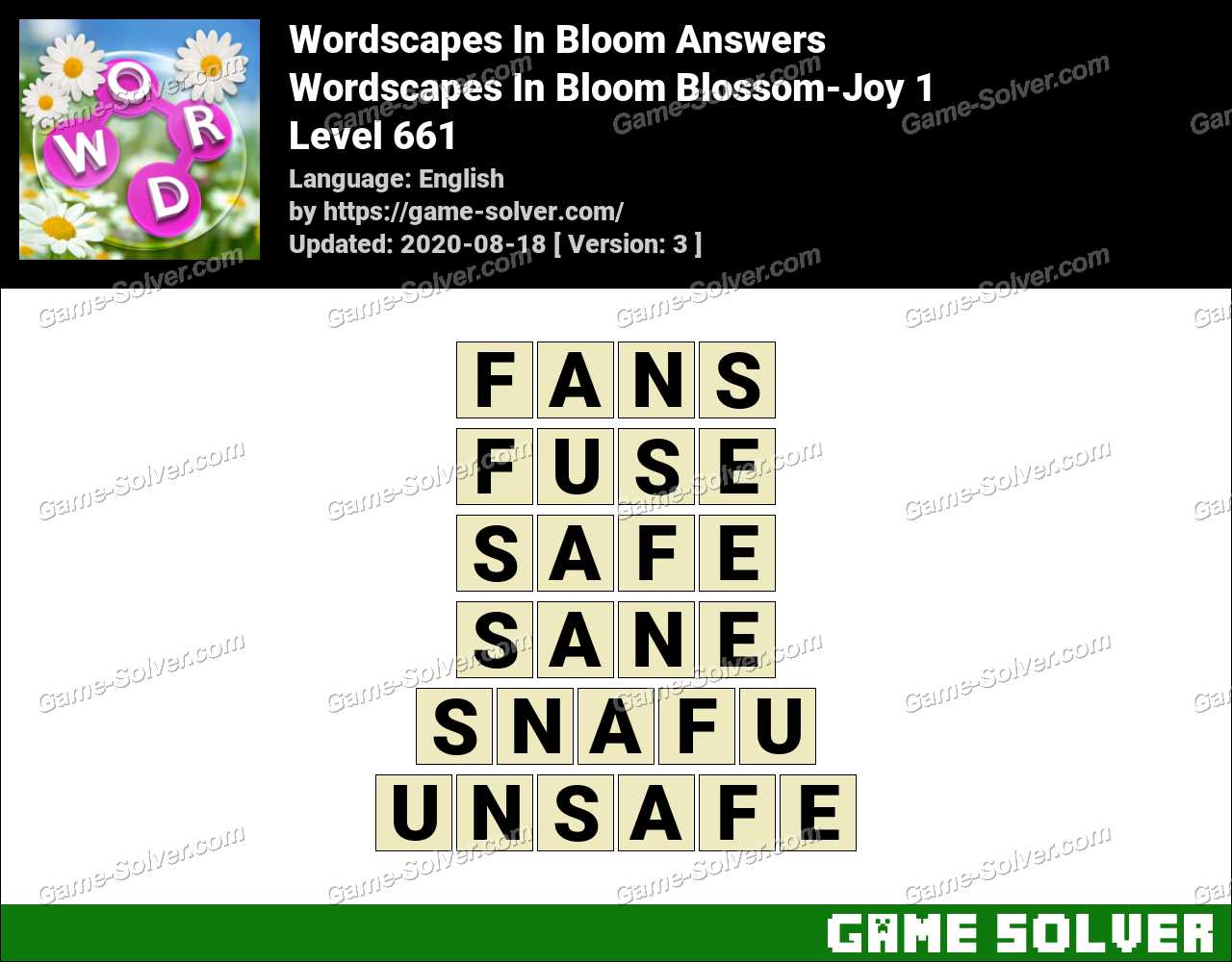 Wordscapes In Bloom Blossom-Joy 1 Answers