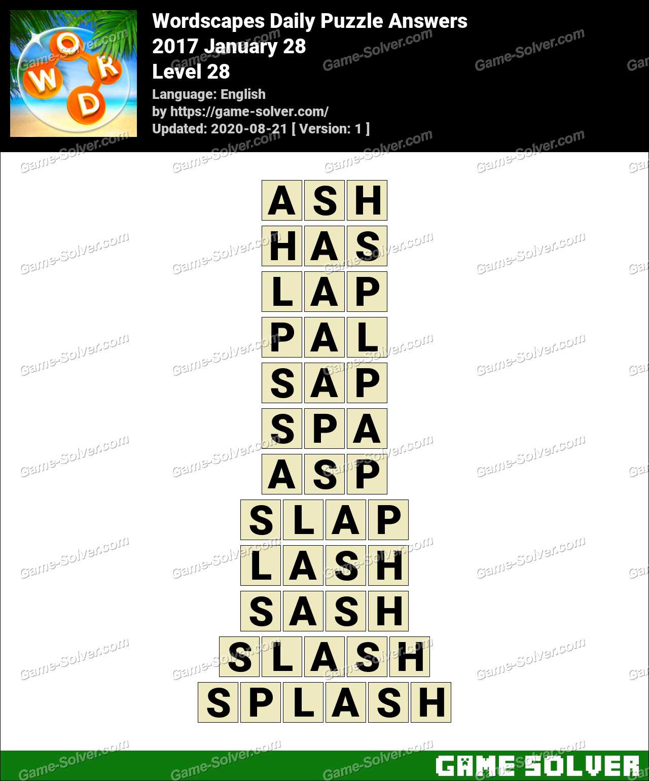 Wordscapes Daily Puzzle 2017 January 28 Answers