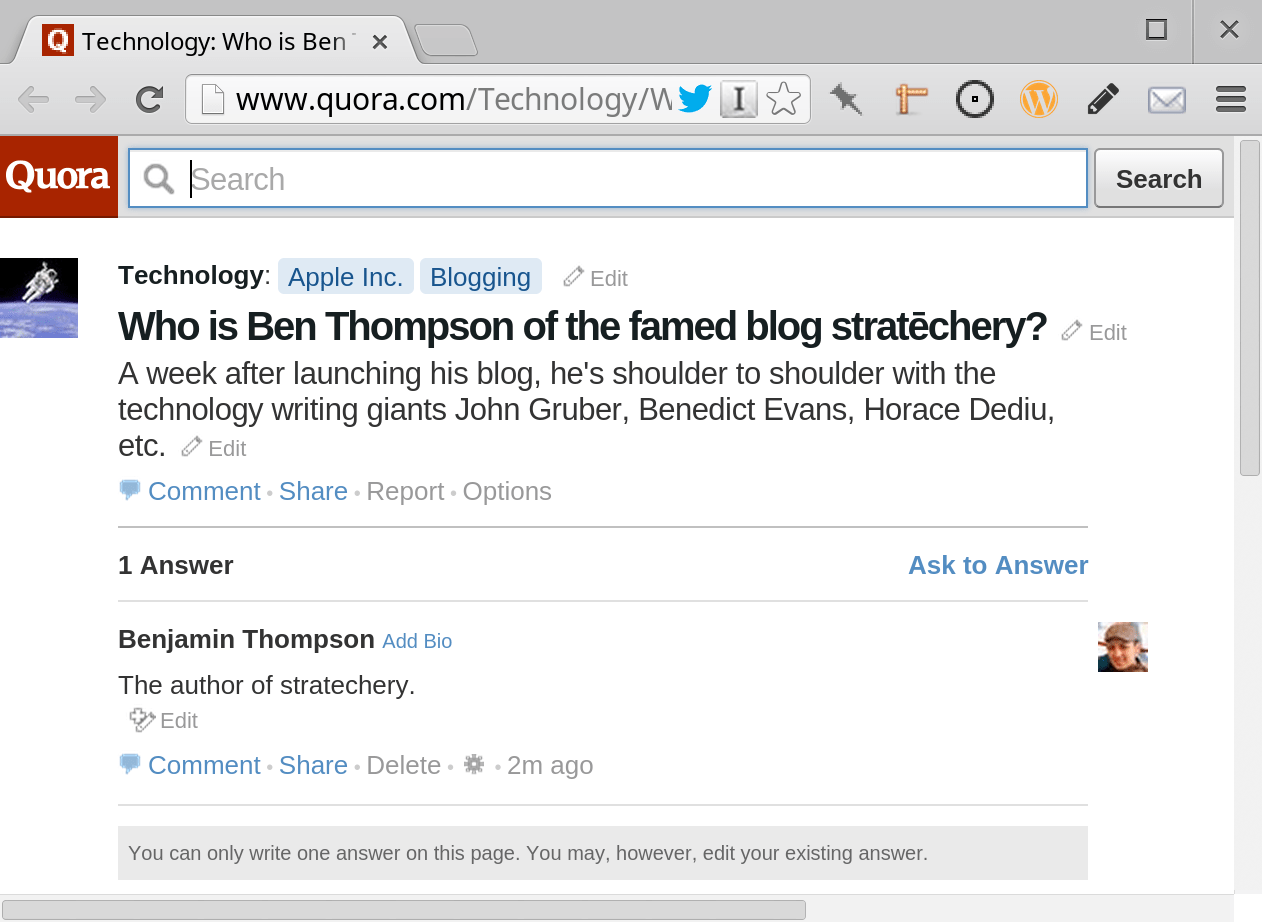 To be clear, this blog is not "famed"! Also, it started on March 25.