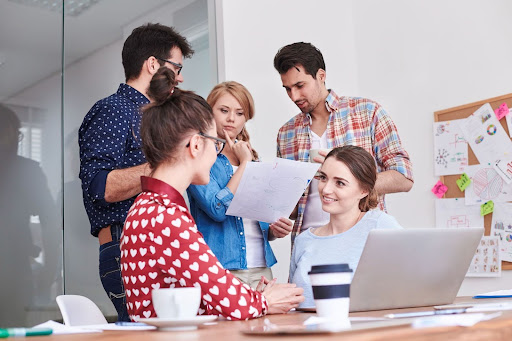 interns at a work meeting