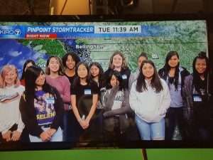 TAF@Saghalie 7th-grade girls on green screen at KIRO 7