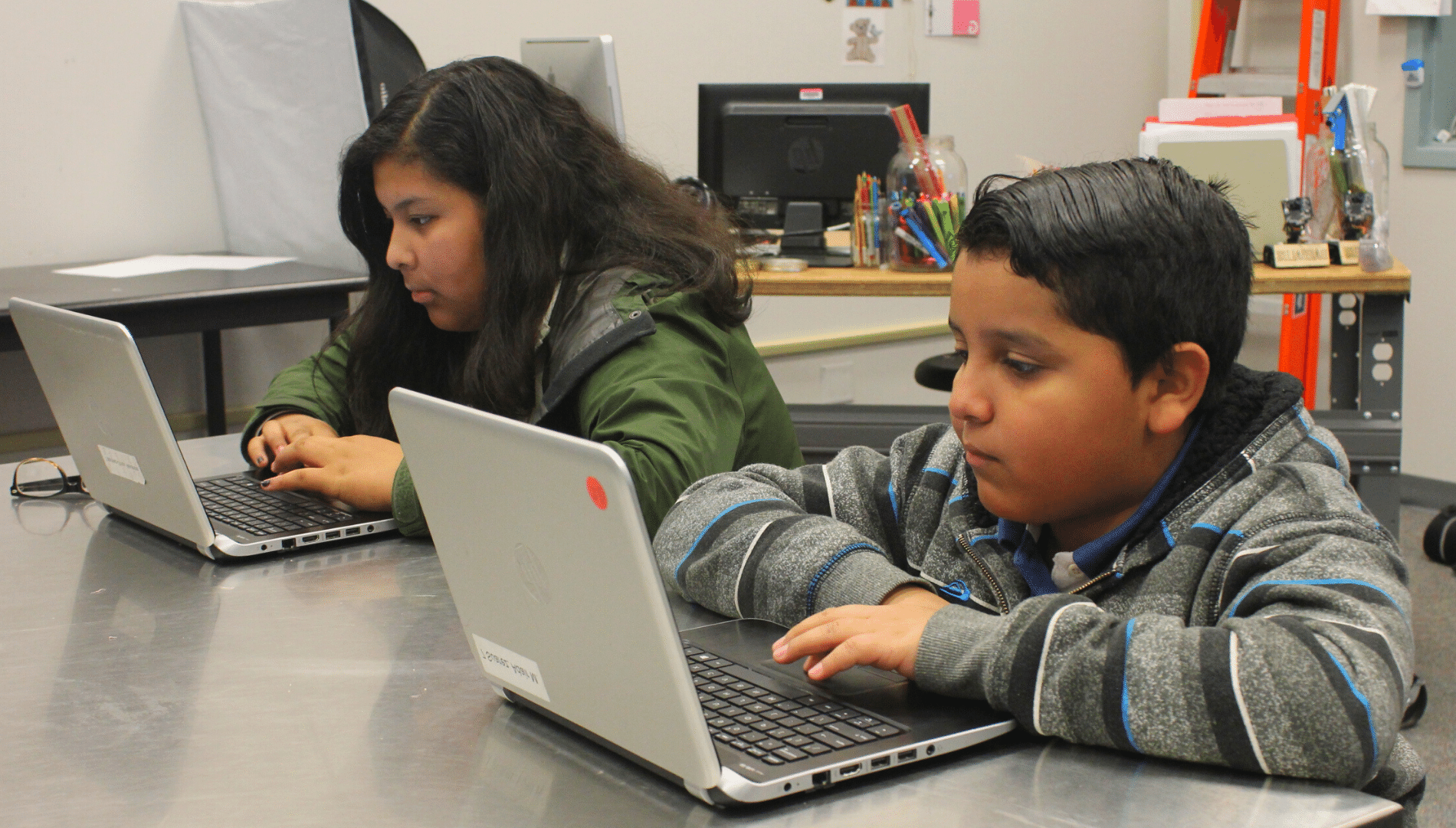 Students working on laptops