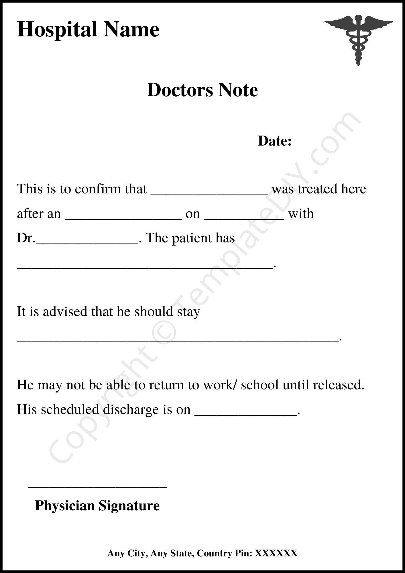 Emergency Room Real Doctors Note For Work In Pdf Word