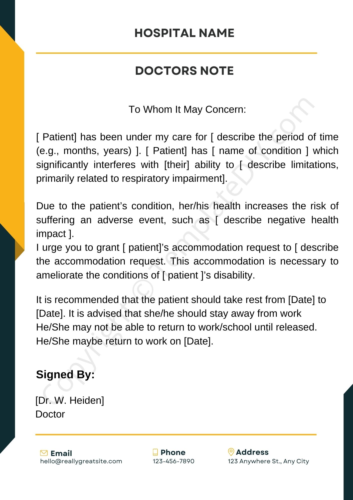 Doctors Note For Work Absence Template Printable In Pdf Word