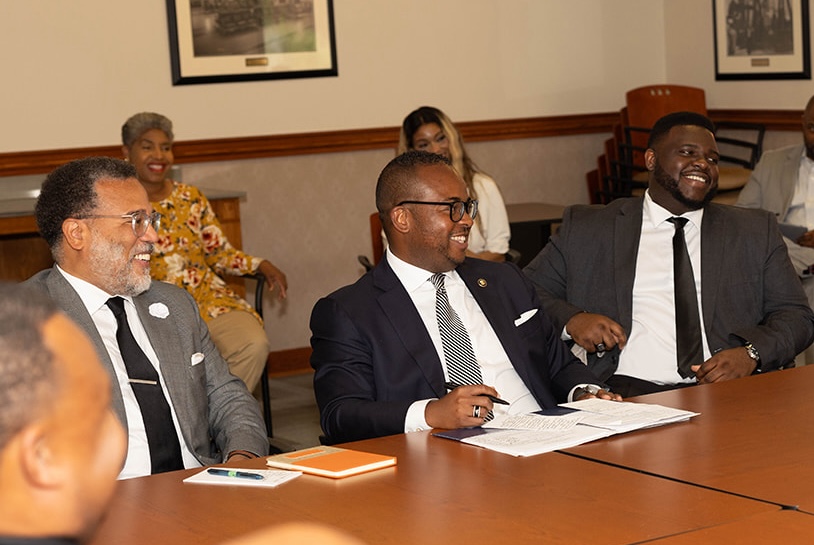 (Left) White House National Cyber Director Harry Coker Jr; (Center) William Godwin White House Fellow; (Right) Black Tech Street Founder and Executive Director Tyrance Billingsley II