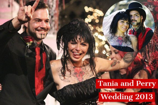 Perry Sanchez and his wife Tania Torres donned all back in their wedding 2013